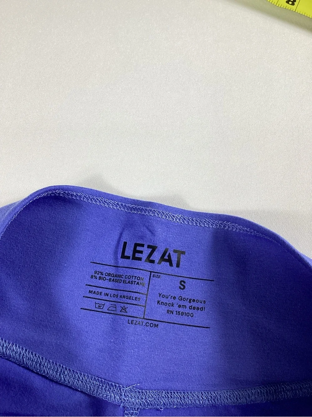LEZAT High Rise Biker Shorts Blue Size S Organic Cotton Made in USA
